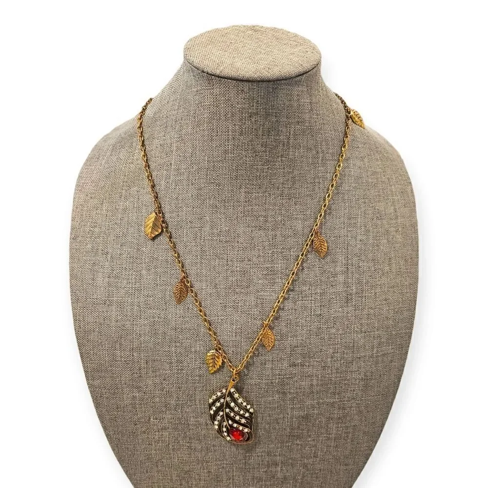 Amrita Singh Antique 18k Gold-Plated Brass Peacock Feather Pendant Necklace - Picture 5 of 11